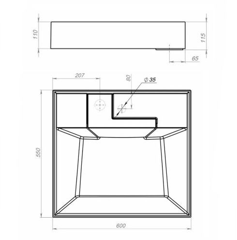Раковина над стиральной машиной Uperwood Top 60х55х11 см, черная матовая