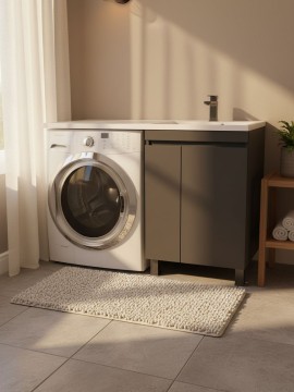 Тумба под стиральную машину напольная Uperwood Magenta 55х50х76,5 см, черная, с дверцами