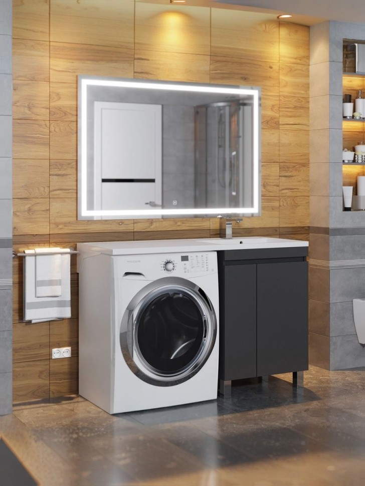 Тумба под стиральную машину напольная Uperwood Magenta 55х50х76,5 см, черная, с дверцами