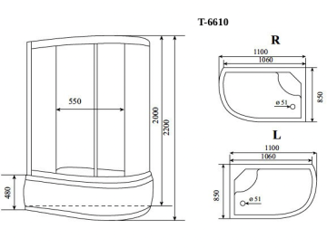 Timo Standart Т-6610 Silver R душевая кабина 110*85*220, турецкая баня хамам