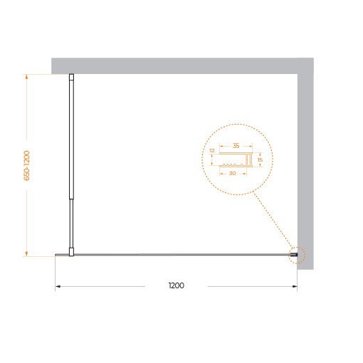 Душевая перегородка BelBagno KRAFT-L-1-120-C-Cr