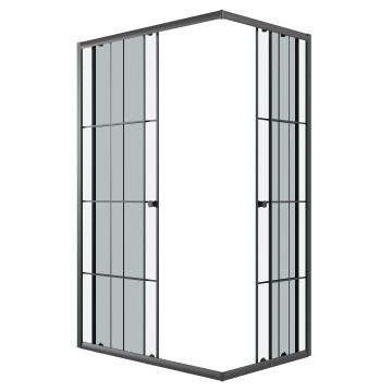 Душевое ограждение Niagara Eco NG-1018-14QKL (100х80х190) прямоугольник,раздвижное,черный,стекло клетка,1 место