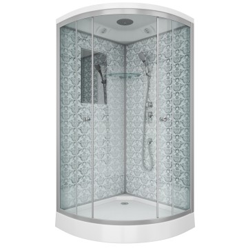 Душевая кабина Niagara Luxe NG-7701W (90x90х210) низкий поддон(15см),дверь раздвижная,стенки серебро,3 места