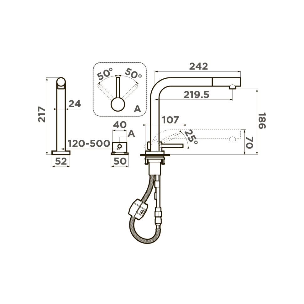 Смеситель для кухни Omoikiri Nara-S-GB латунь/графит