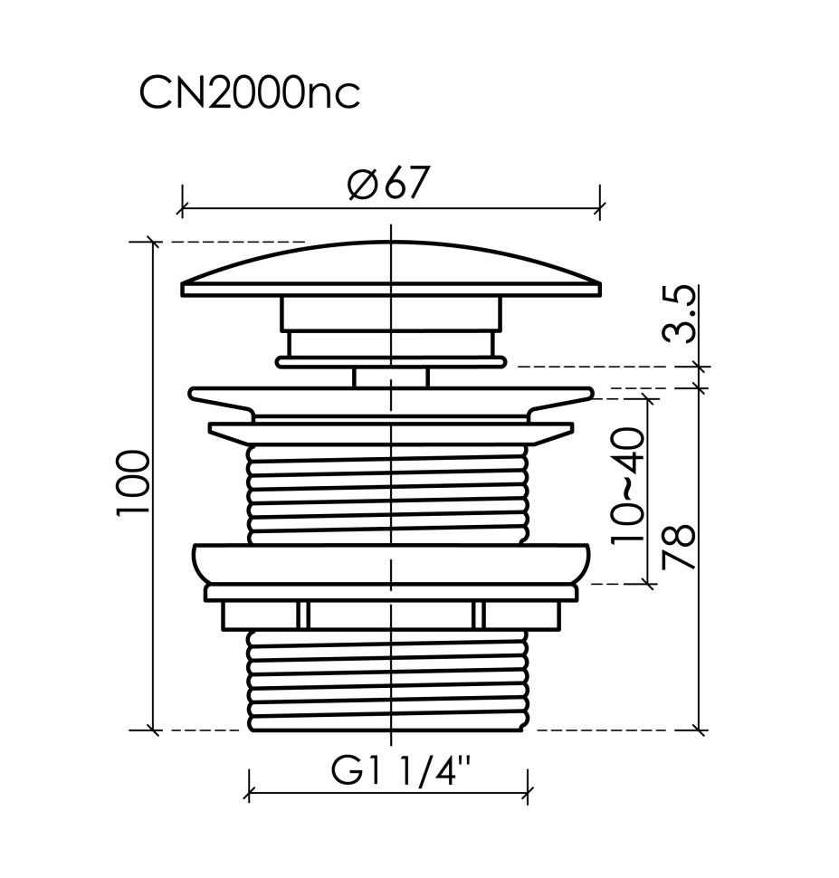 Донный клапан не нажимной CN2000MBnc
