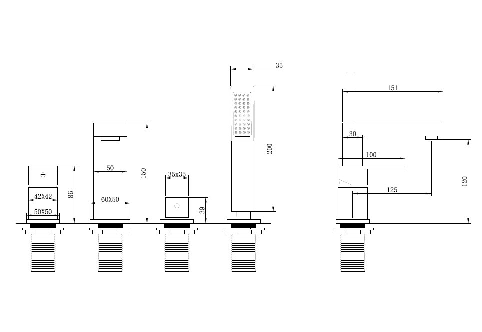 Смеситель ABBER Daheim AF8213G на борт ванны, золото матовое