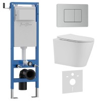 Комплект 3в1 IBERICA BLANCA инсталляция SILENCIO MINI, унитаз BURGOS ALTO белый, кнопка смыва INOX-C хром матовый (IB.001M.BRA.234.1132)