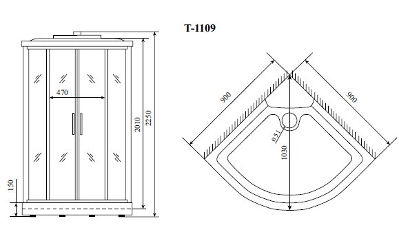 Timo Standart T-1109 душевая кабина 90*90*220