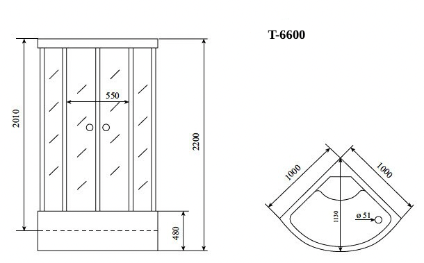 Timo Standart T-6600 Silver Fabric душевая кабина (100*100*220), турецкая баня хамам