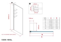 Душевая перегородка Walk-In VSW-1HWS700CLGM, 700*2000, вороненая сталь, стекло прозрачное