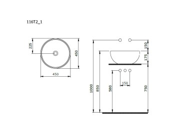 Раковина Ambassador Queen 116T20201 (450*450*175) ЧЁРНАЯ МАТОВАЯ