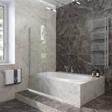 Шторка на ванну Veconi Palau PL-79, 700x1500, хром, стекло прозрачное