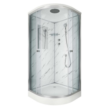 Душевая кабина Niagara Luxe NG-7701M (90x90х210) низкий поддон(15см),дверь раздвижная,стенки мрамор,3 места
