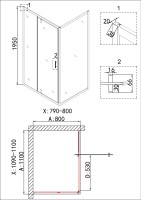 Душевое ограждение Niagara Nova NG-43-11AG-A80G (110х80х195) прямоугольник,золото,двери распашные,стекло прозрачное,2 места