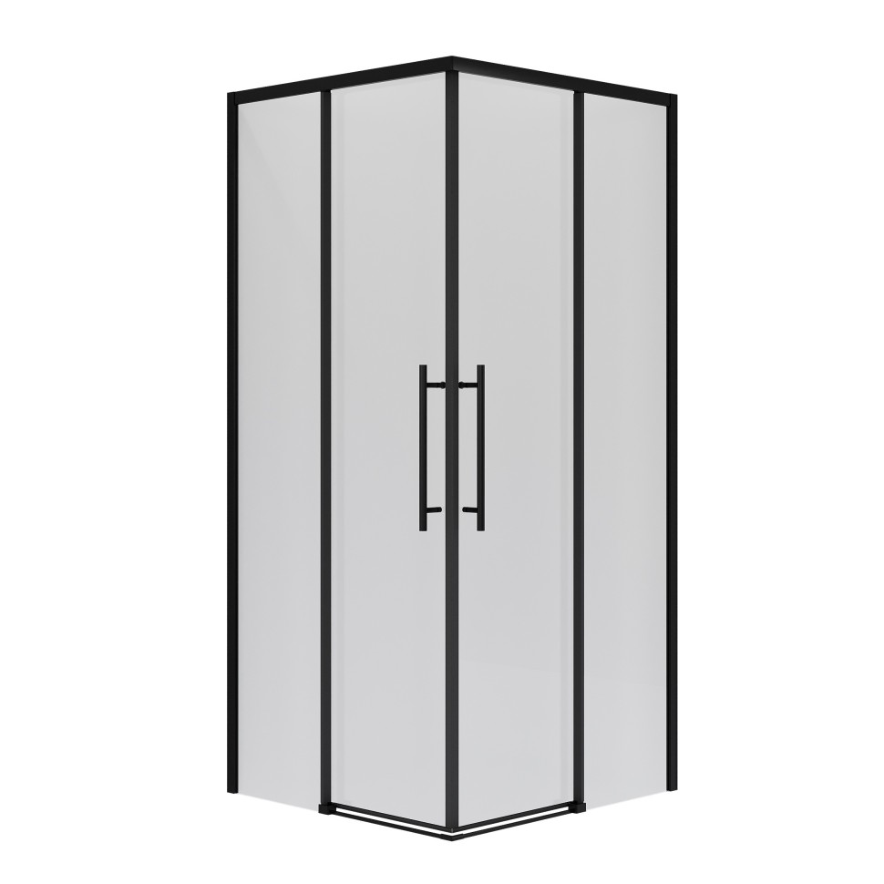 Душевое ограждение Niagara Nova NG-6829-34ВLACK (90х90х195) квадрат,черный матовый,двери раздвижные,стекло прозрачное,1 место