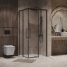Душевое ограждение Niagara Nova NG-6829-34ВLACK (90х90х195) квадрат,черный матовый,двери раздвижные,стекло прозрачное,1 место