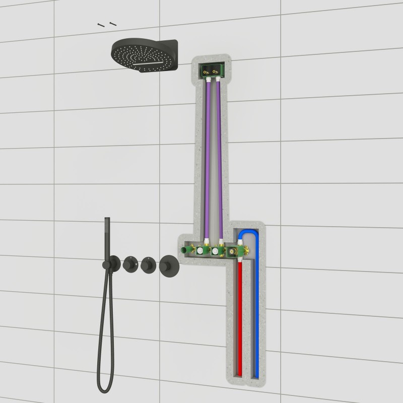 Душевая система встроенная с термостатом Timo Saona SX-2329/16SM белый матовый