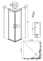 Душевое ограждение Grossman Classic 300.K33.04.1010.10.00 (100х100х195) квадрат,раздвижная,хром,стекло прозрачное, 2 места