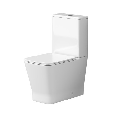 Унитаз напольный Grossman GR-4490SQ (620х360х820) безободковый,белый с тонкой крышкой,микролифт,смыв торнадо,2 места