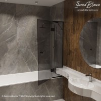 Шторка для ванны IBERICA BLANCA Mod.401 распашная тонированное стекло/черный 90х140см (IB401.TB.140.90)