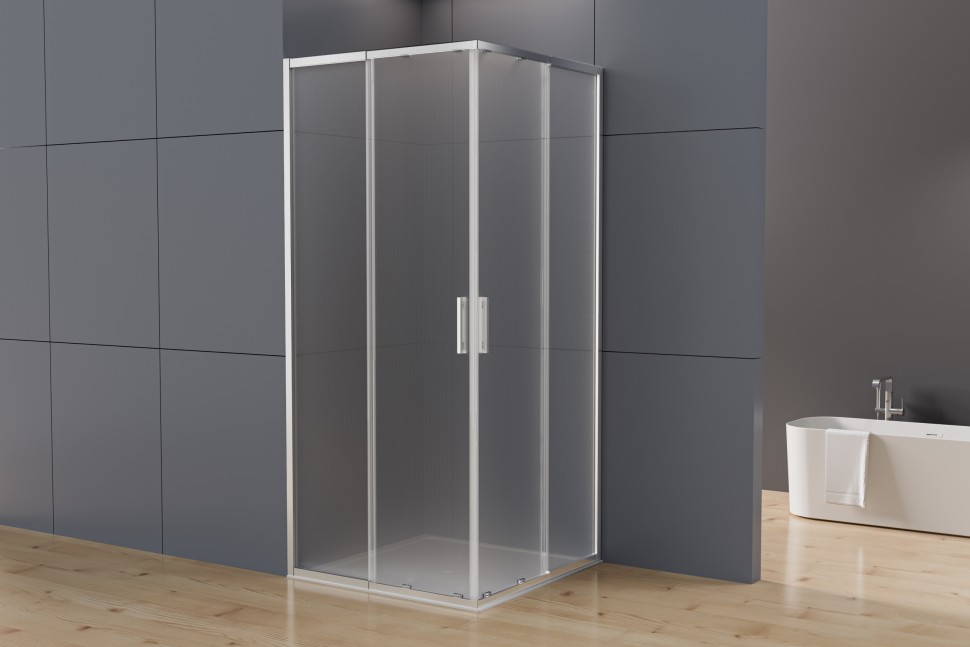 Душевой уголок Rapid-N VSS-3RN1011E10MT, (900-1000)x(1000-1100), хром, стекло текстурное