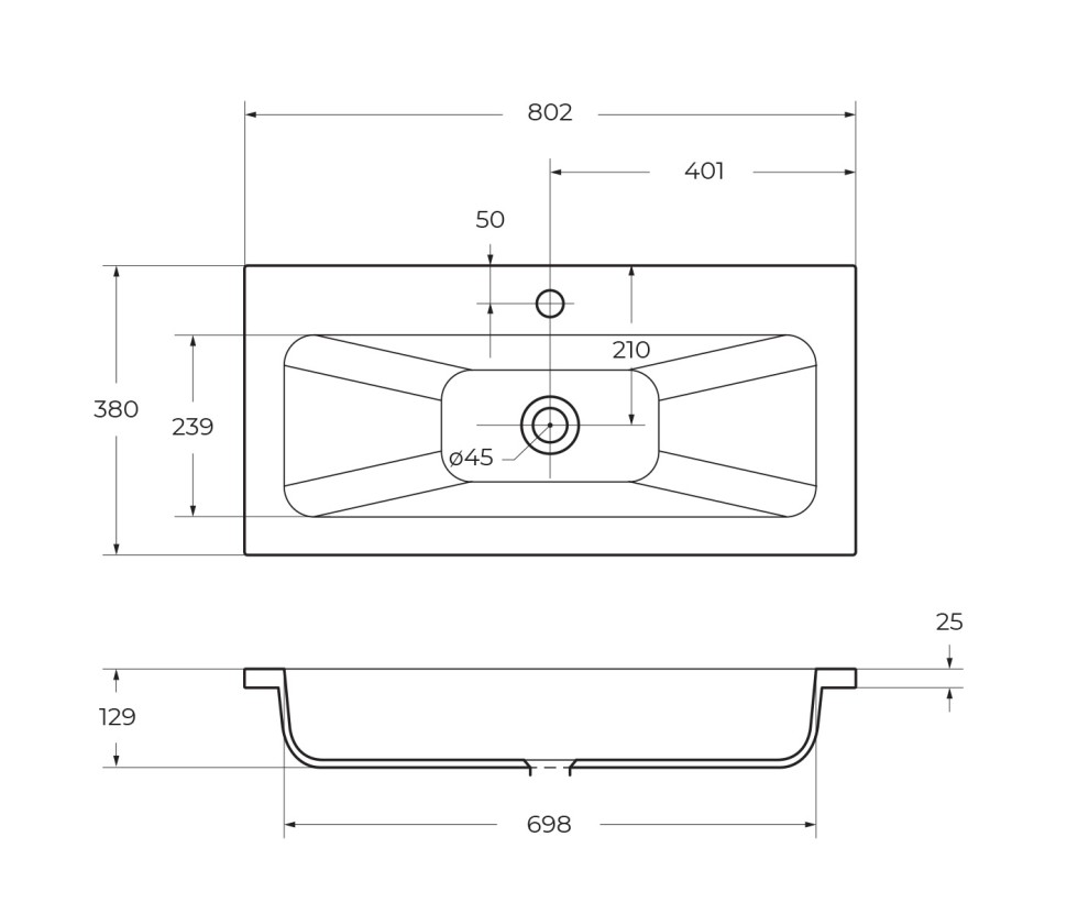 Раковина из литьевого мрамора BelBagno BB800/380-LV-MR-ETN