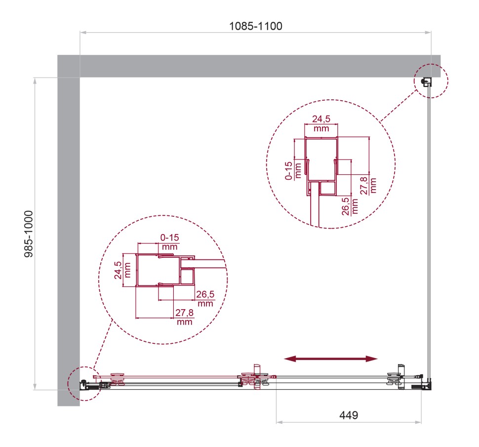 Душевой уголок BelBagno LUCE-AH-1-110/100-C-Cr