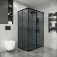 Душевое ограждение Niagara Eco NG-1118-14QT (110х80х190) прямоугольник,раздвижное,черный,стекло тонированное,1 место