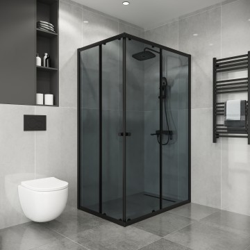 Душевое ограждение Niagara Eco NG-1118-14QT (110х80х190) прямоугольник,раздвижное,черный,стекло тонированное,1 место
