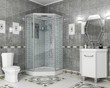 Душевая кабина Niagara Luxe NG-7702DW (100x100х210) низкий поддон(15см),дверь распашная,стенки серебро,3 места