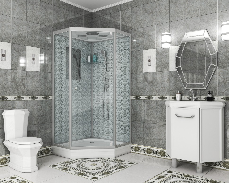 Душевая кабина Niagara Luxe NG-7702DW (100x100х210) низкий поддон(15см),дверь распашная,стенки серебро,3 места