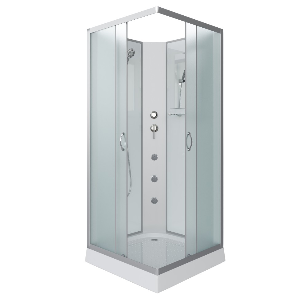 Душевая кабина Niagara Classic NG-1101-14BKG (90х90х200) низкий поддон(13см),стекло матовое,3 места с полкой