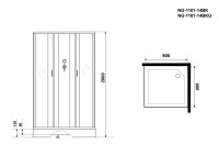 Душевая кабина Niagara Classic NG-1101-14BKG (90х90х200) низкий поддон(13см),стекло матовое,3 места с полкой
