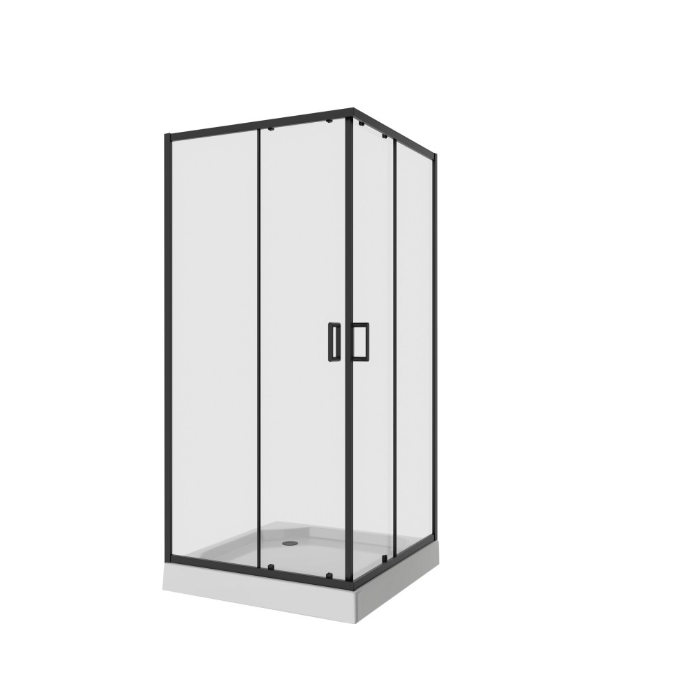 Душевое ограждение Niagara Nova NG-6809-08ВLACK (100х100х195) квадрат,черный,двери раздвижные,стекло прозрачное,1 место