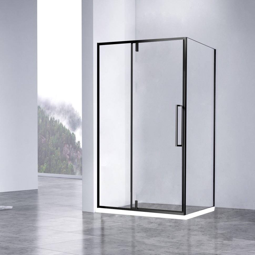 Душевой уголок Slim-N VSR-4SNP9012CLB, 1200*900, черный, стекло прозрачное