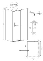 Душевое ограждение Grossman Pragma 100.K33.03.100.10.02-200.K33.03.90.10.02 (100х90х195) распашная(левая),хром,стекло шиншилла,2 места