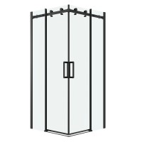 Душевое ограждение Grossman Classic 300.K33.04.8080.21.00 (80х80х195) квадрат,раздвижная,черный матовый,стекло прозрачное, 2 места