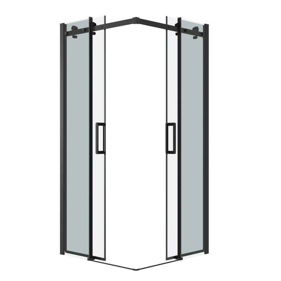 Душевое ограждение Grossman Classic 300.K33.04.8080.21.00 (80х80х195) квадрат,раздвижная,черный матовый,стекло прозрачное, 2 места