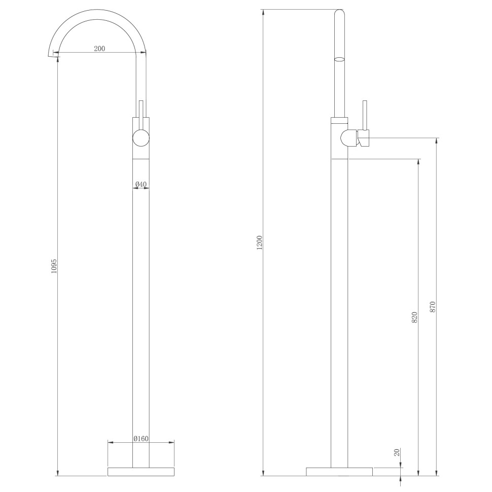 Смеситель ABBER Wasser Kreis AF8141 напольный для раковины, хром