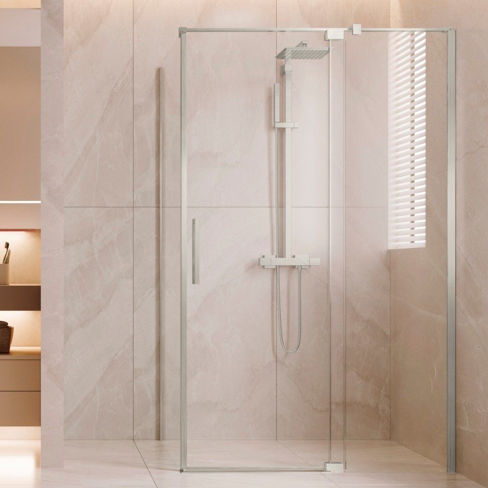 Душевой уголок Экстенза (Extenza) VSR-4EX111210CLBN, 1100/1200*1000, брашированный никель, стекло прозрачное