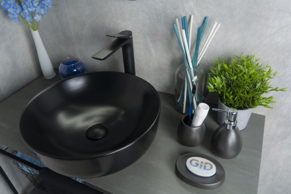 Раковина Gid Nc911 52224 накладная черная матовая 41.5x41.5x13.5