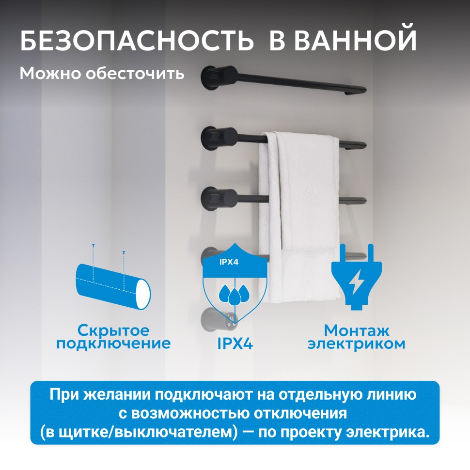 Полотенцесушитель электрический ABBER Charme AH4004MB черный матовый