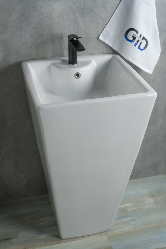 Раковина Gid Nb145 81103 накладная белая 46.5x46.5x81