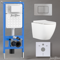 Комплект 3в1 IBERICA BLANCA инсталляция SILENCIO, унитаз BILBAO ALTO белый, кнопка смыва INOX-C хром матовый (IB001.BLA.234.1132)