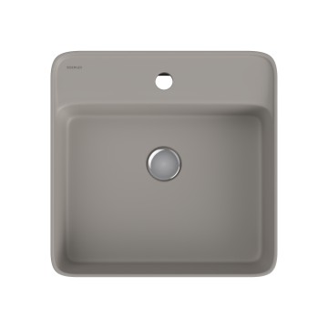 Раковина BERGES Ego SL накладная, 45x45 см, матовый серый, с отверстием под смеситель