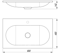 Раковина VCB-4H600A из кварца, цвет антрацит