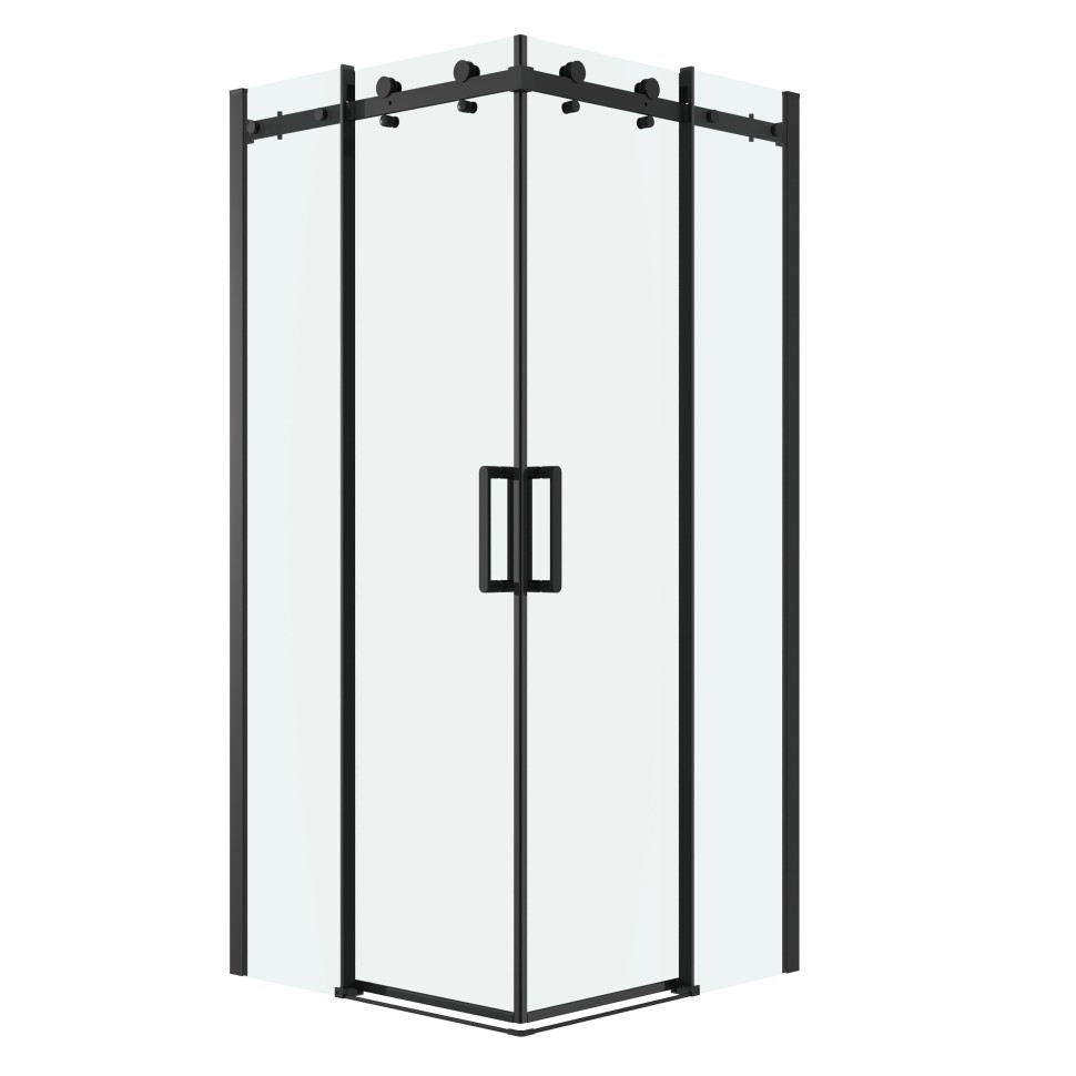 Душевое ограждение Grossman Classic 300.K33.04.9090.21.00 (90х90х195) квадрат,раздвижная,черный матовый,стекло прозрачное, 2 места