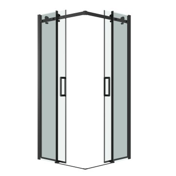 Душевое ограждение Grossman Classic 300.K33.04.9090.21.00 (90х90х195) квадрат,раздвижная,черный матовый,стекло прозрачное, 2 места