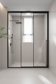Душевая дверь раздвижная Premium Prato 300 B-L, 1200х2000, черный матовый, стекло прозрачное