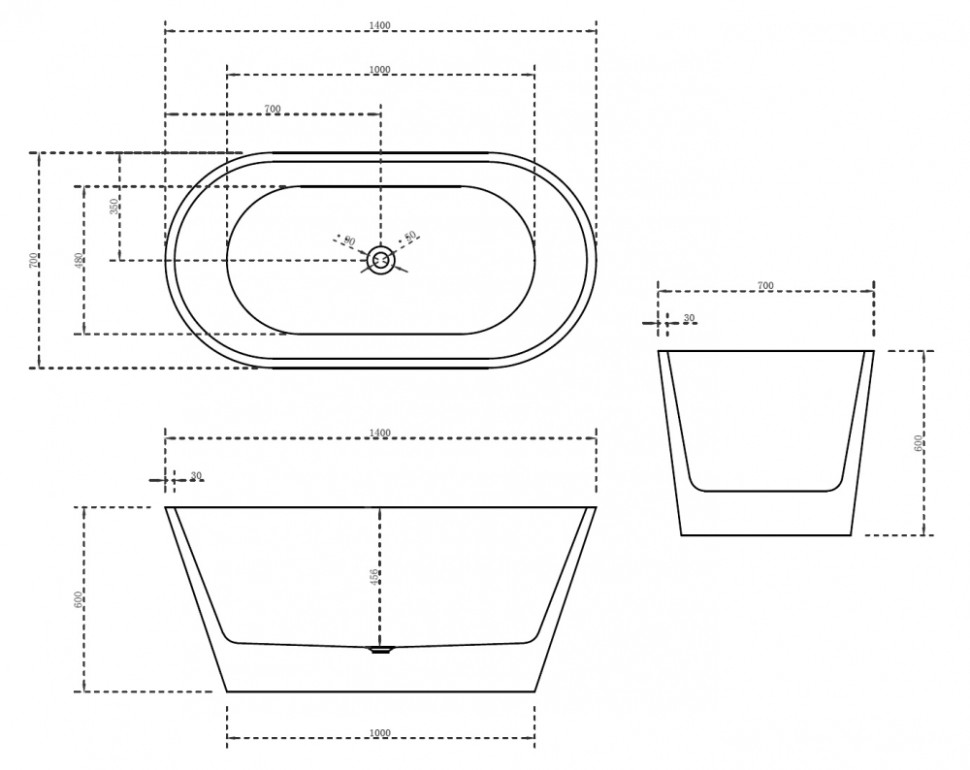 Акриловая ванна ABBER AB9203-1.4 белая